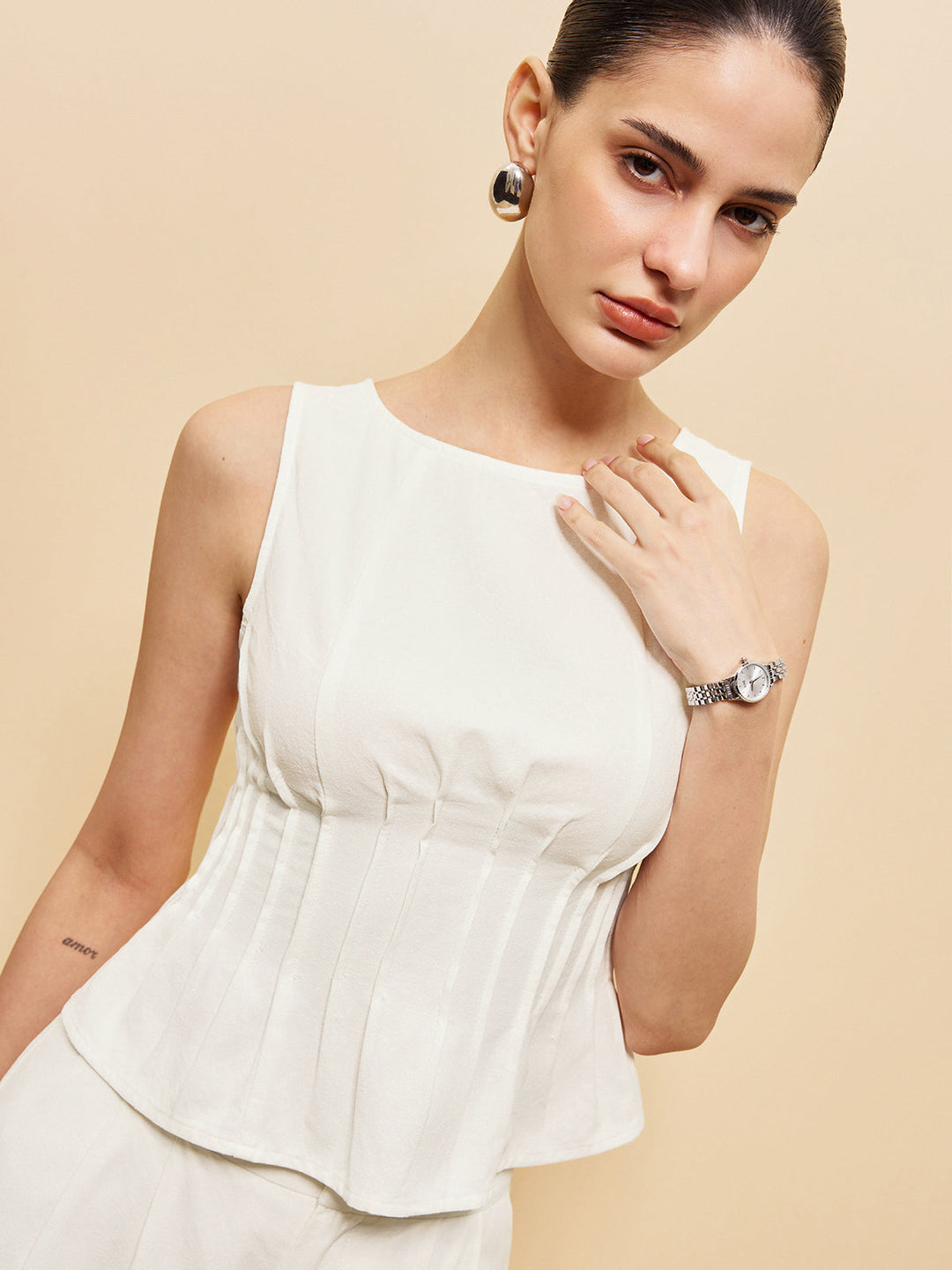 Peplum Top With Wide-Leg Pants Set