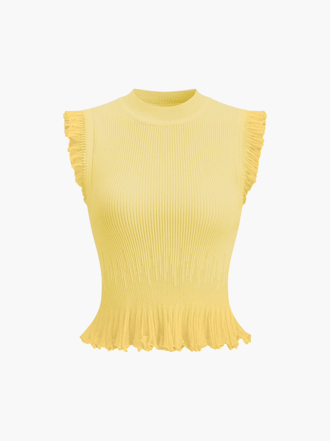 Ribbed Knit Ruffle Top