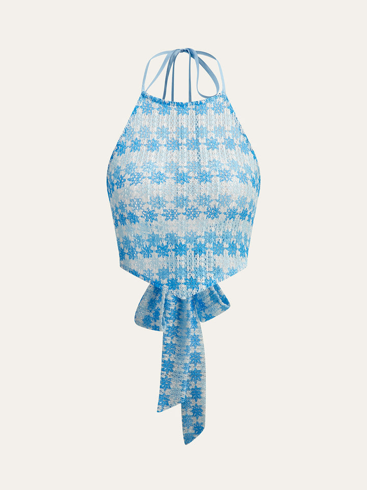 Tie-Back Crochet Halter Pants Set