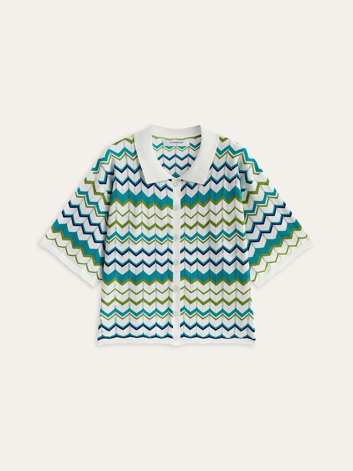 Chevron Pattern Knitted Shorts Set