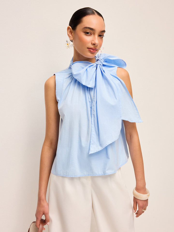 Oversized Bow Neck Sleeveless Top