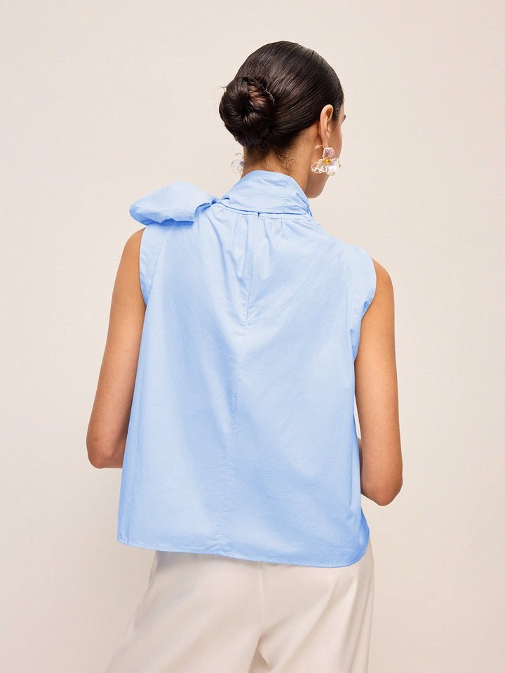 Oversized Bow Neck Sleeveless Top
