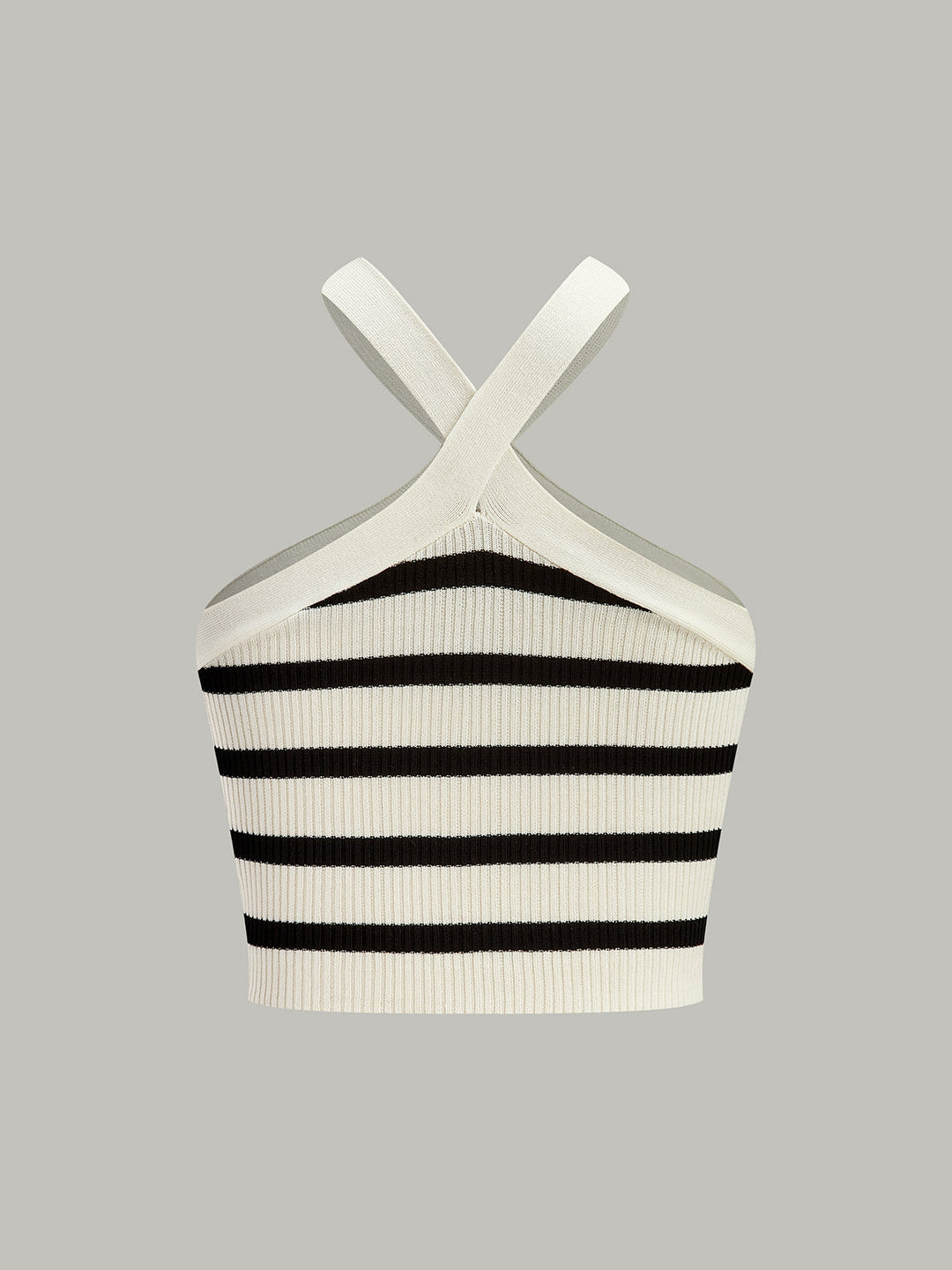 Striped Knit Halter Crop Top