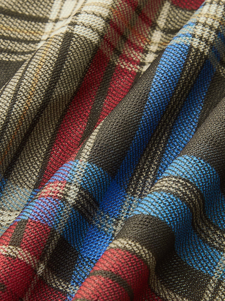 Semi-Sheer Plaid Knotted Tie-Back Top