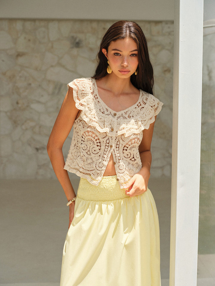 Ruffled Crochet Lace Crop Top