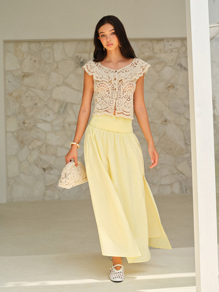 Ruffled Crochet Lace Crop Top