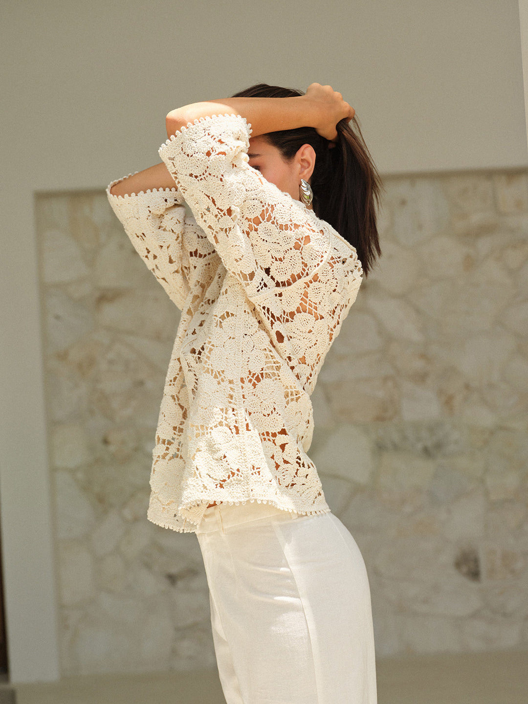 Semi-Sheer Floral Lace Top