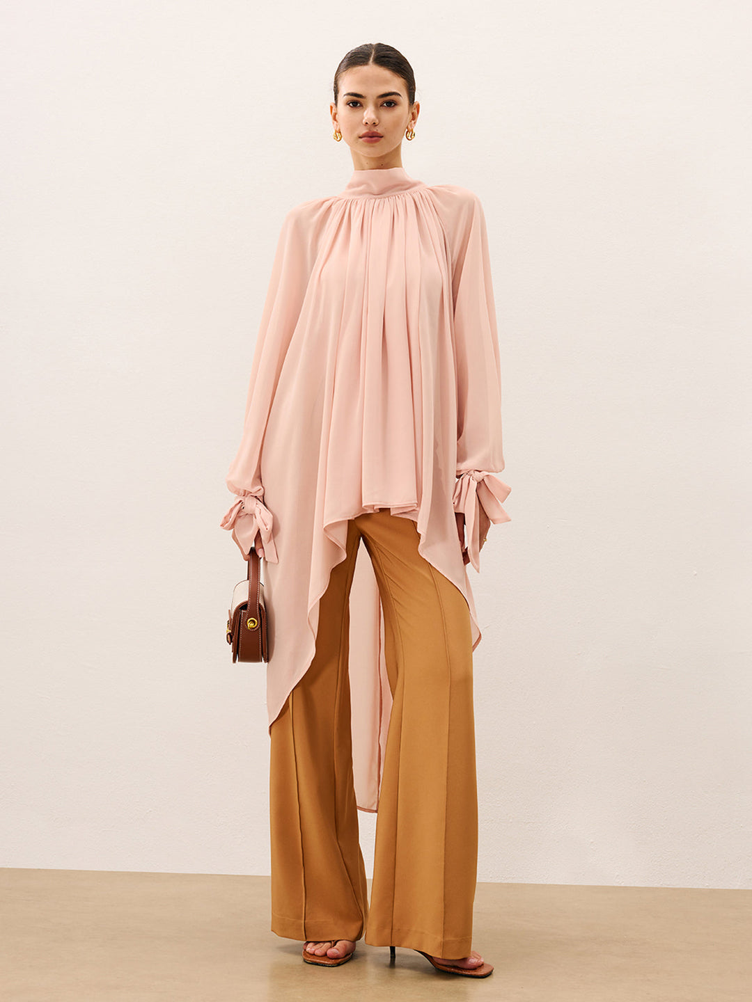Trimmed Mid-Rise Wide-Leg Pants