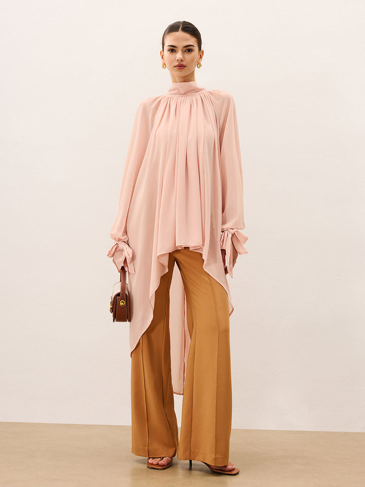Trimmed Mid-Rise Wide-Leg Pants