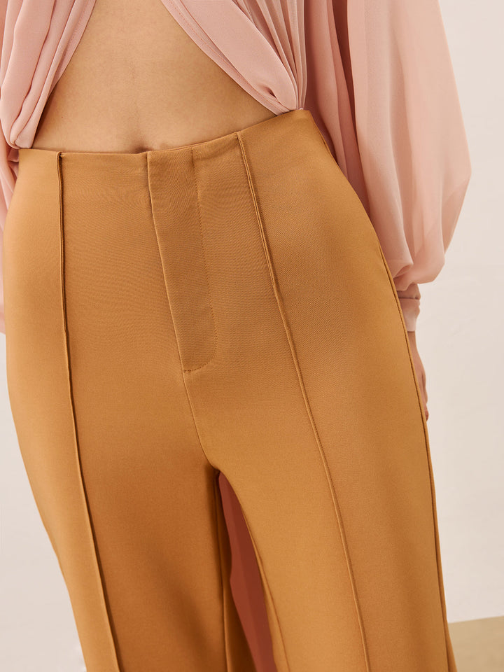 Trimmed Mid-Rise Wide-Leg Pants