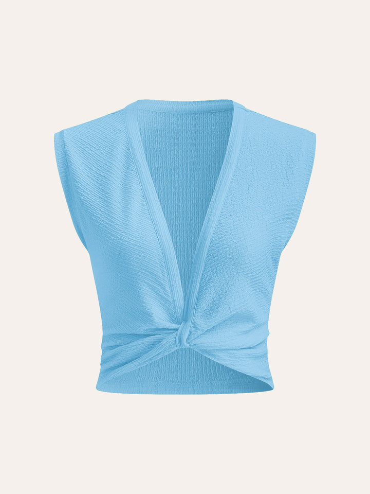 V-Neck Knot Front Sleeveless Top