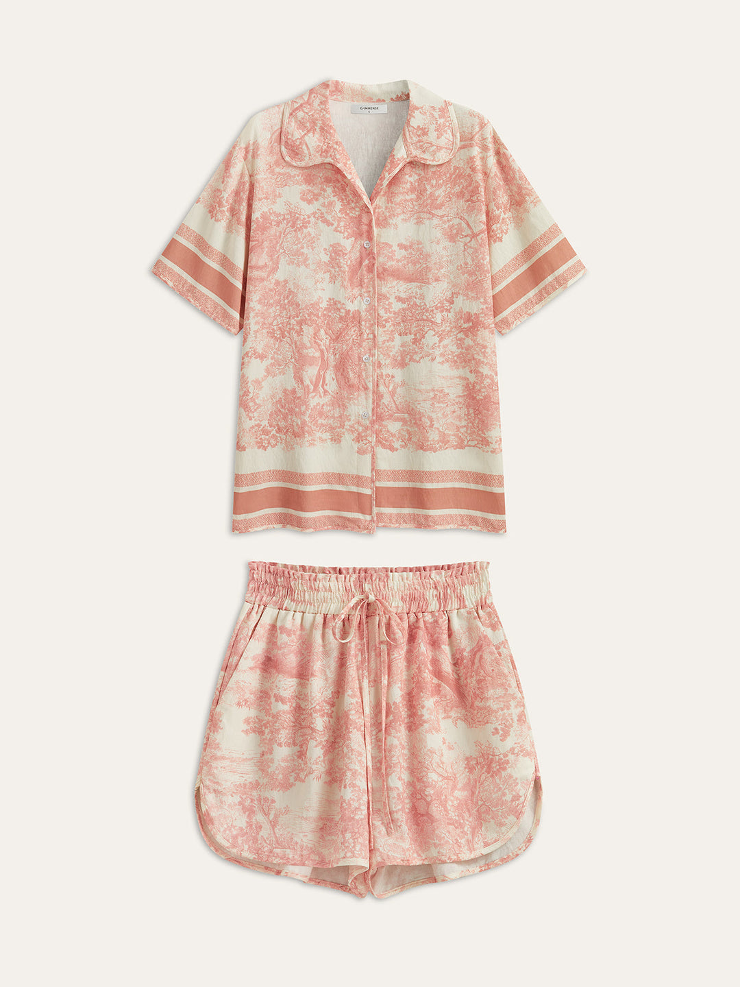 Printed Contrast Trim Shorts Sets