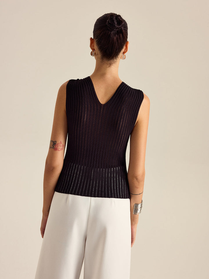 Pleated Knit Twist-Front Top