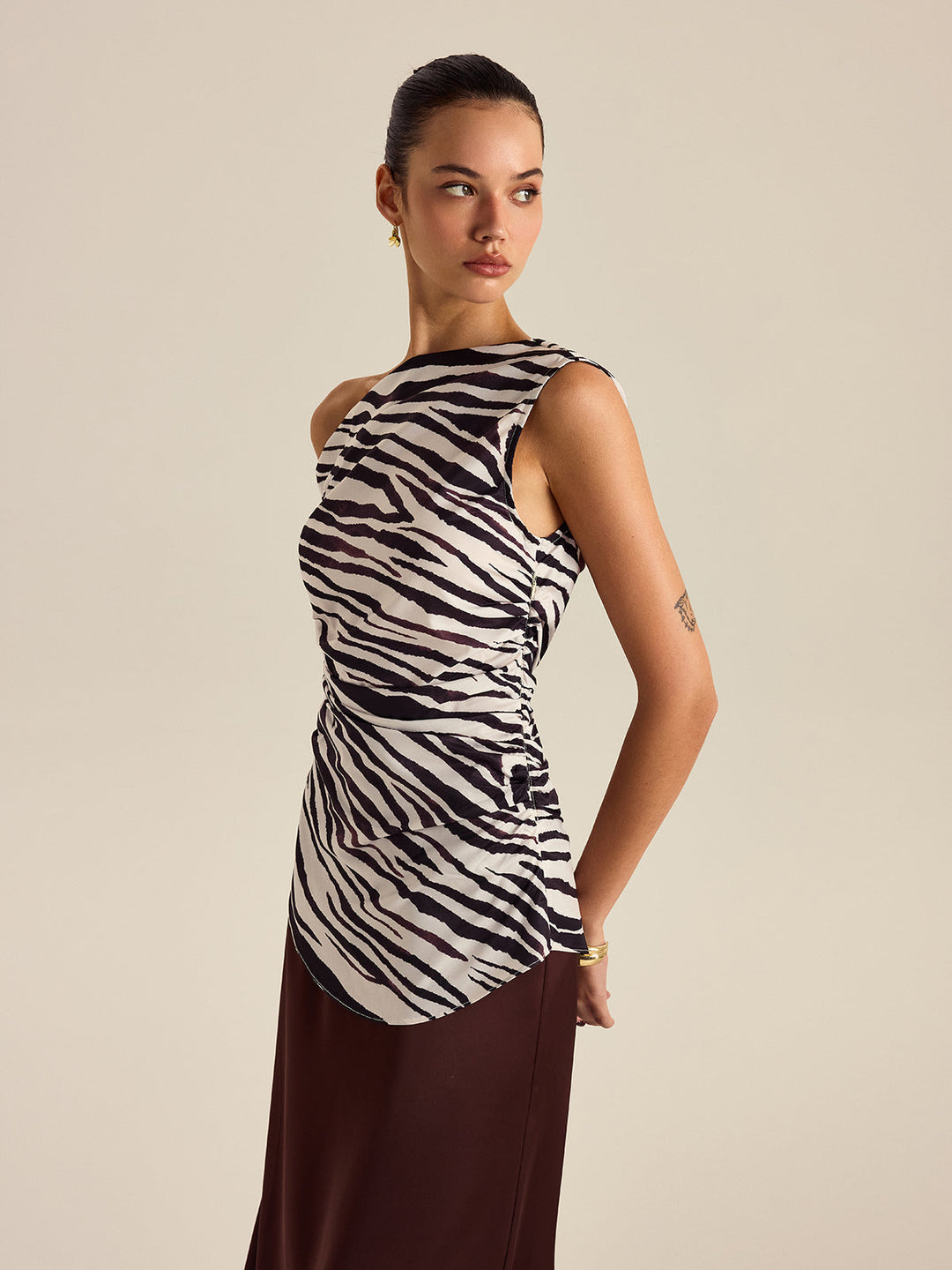 Zebra Print Off-Shoulder Top