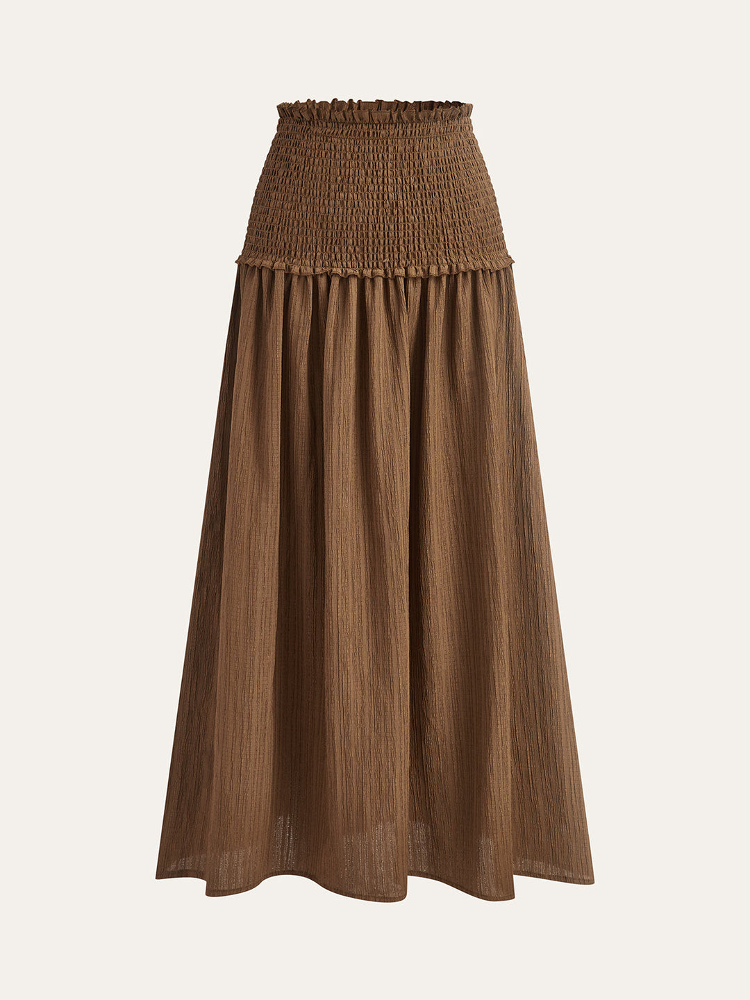 Puff-Sleeve Crop Top and Smocked-Waist Midi Skirt Set