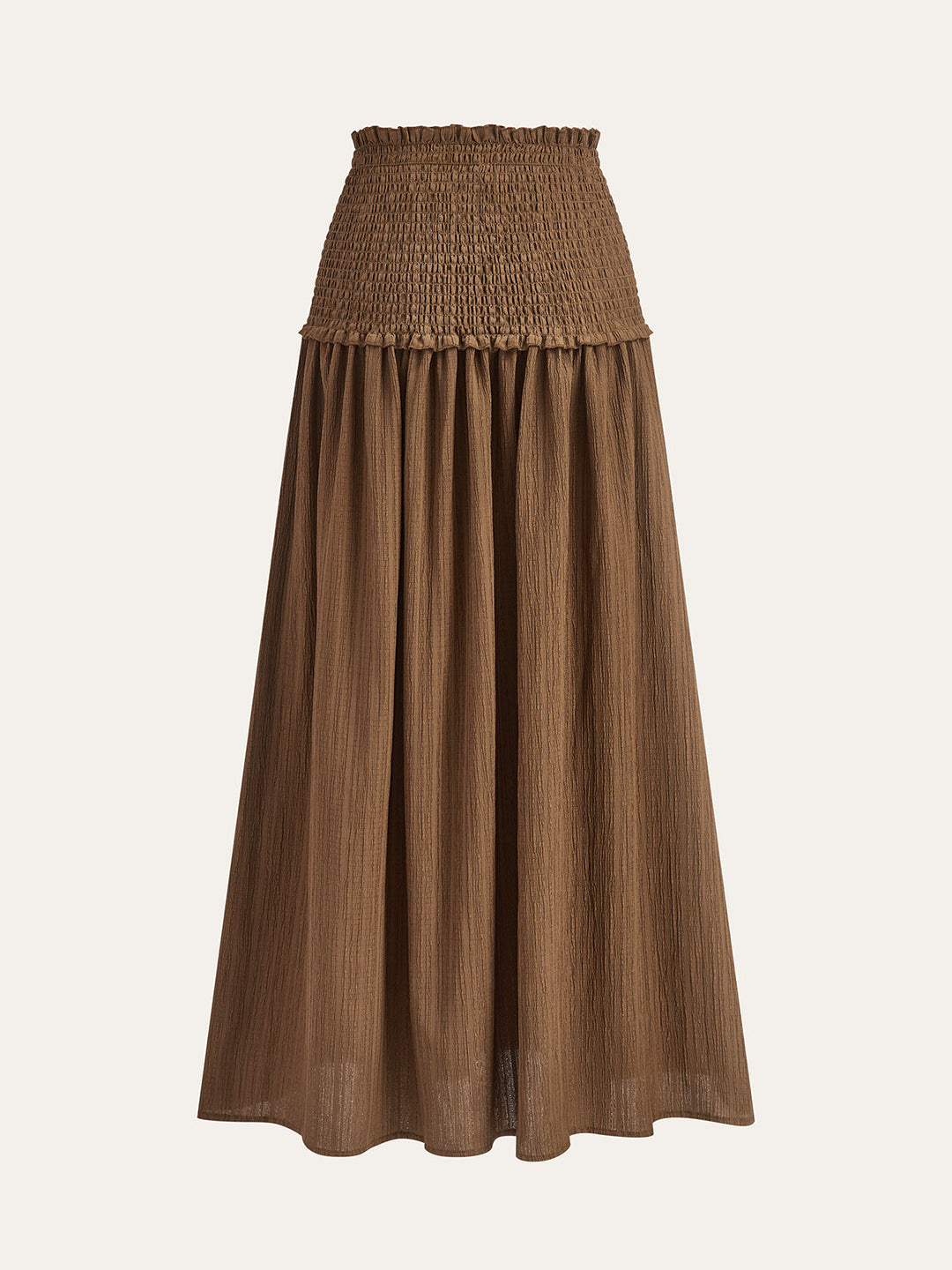 Puff-Sleeve Crop Top and Smocked-Waist Midi Skirt Set