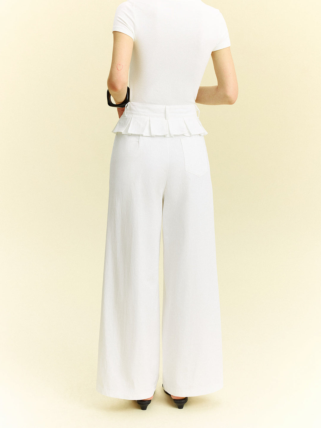 Wide-Leg Pants with Ruffle Detail
