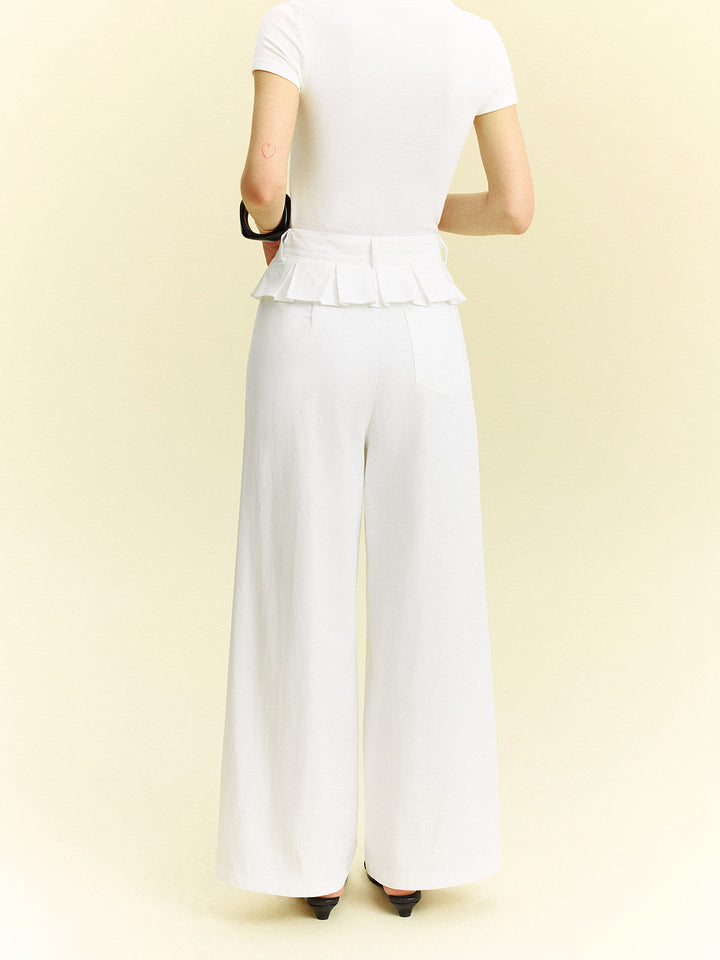 Wide-Leg Pants with Ruffle Detail
