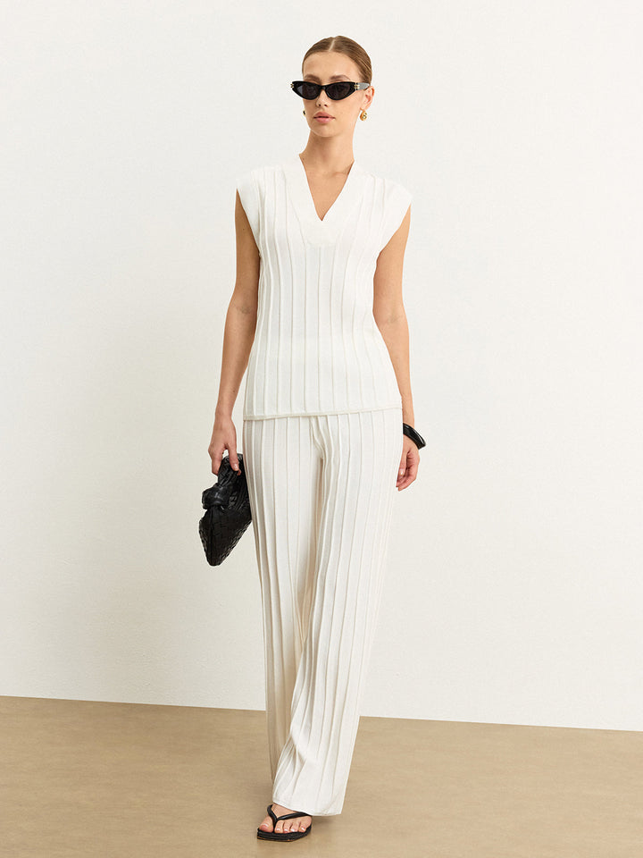 Ribbed Knit V-Neck Tank Top