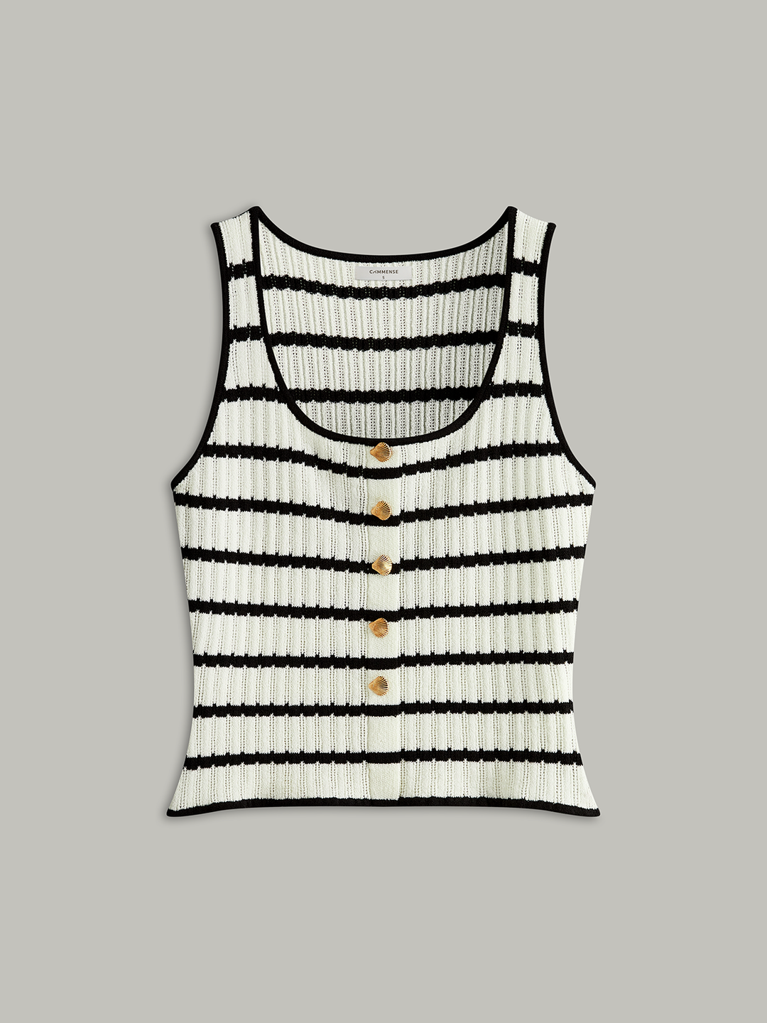 Striped Metal Button Tank Top