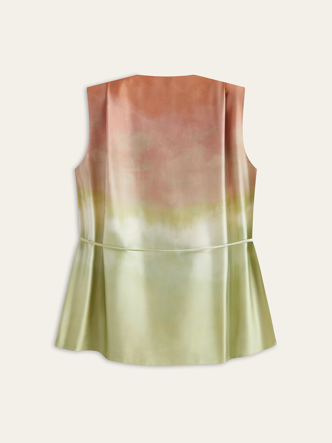 Sleeveless V-Neck Gradient Top With Tie-Waist Detail