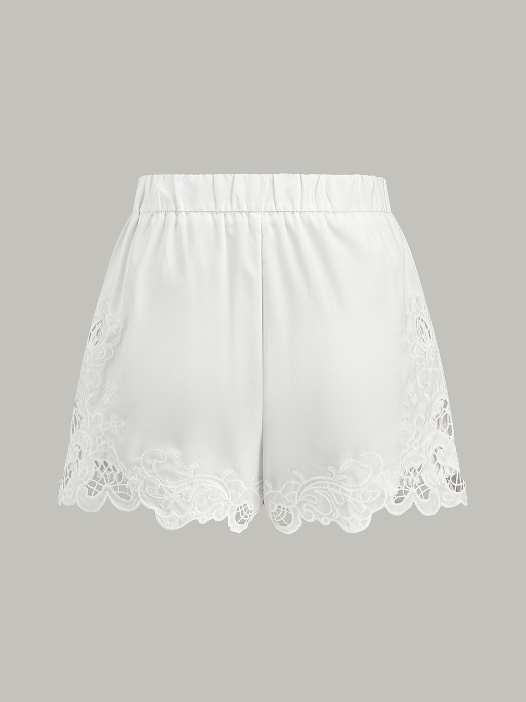 Lace Trim Mid-Waist Shorts
