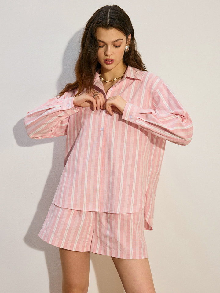 Oversized Striped Shorts Set