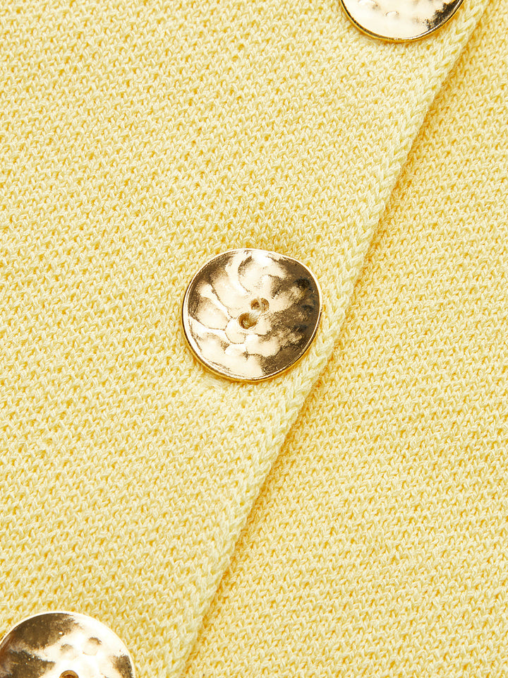 Sleeveless Square-Neck Buttoned Top With Split Hem