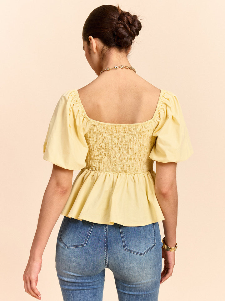 Puff Sleeve Bow Detail Top