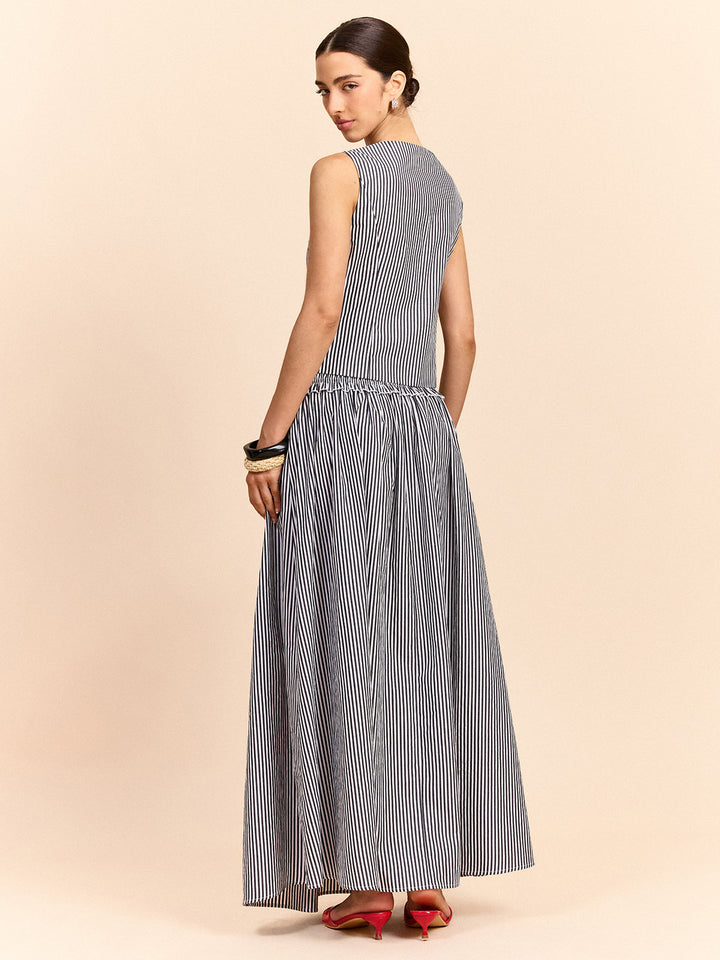 Striped Tie-Front Top and Skirt Set