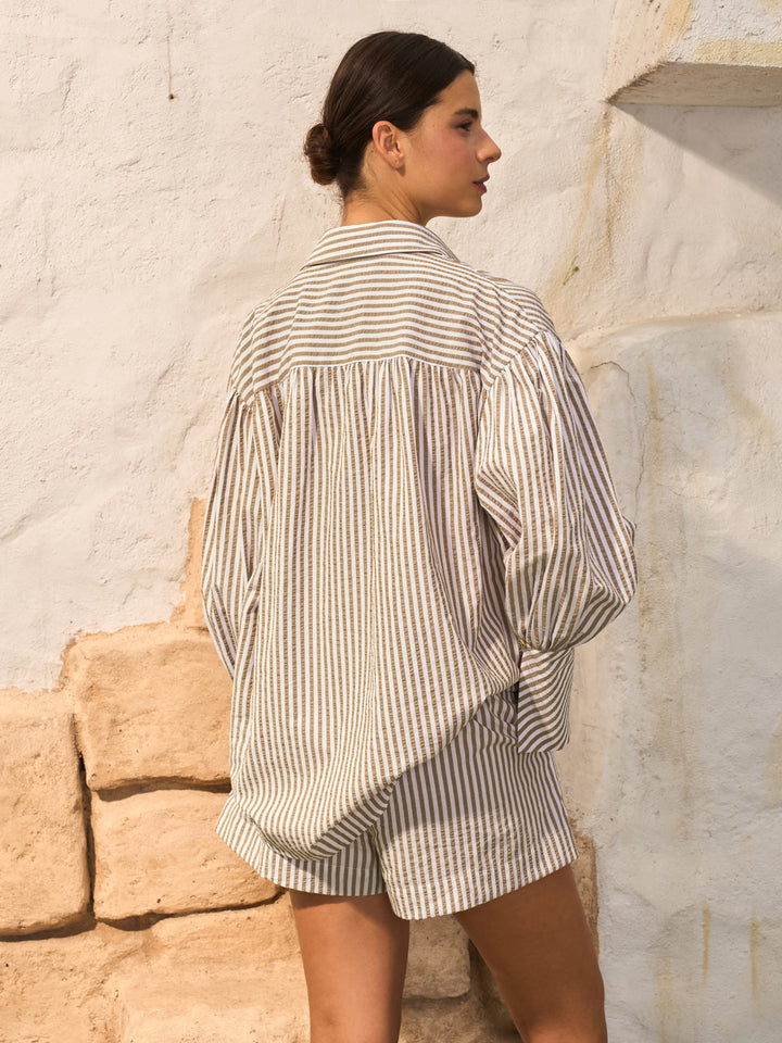 Striped Shorts Set With Drawstring