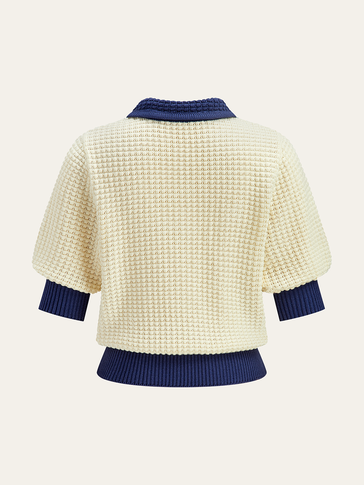 Crochet-Knit Polo Top