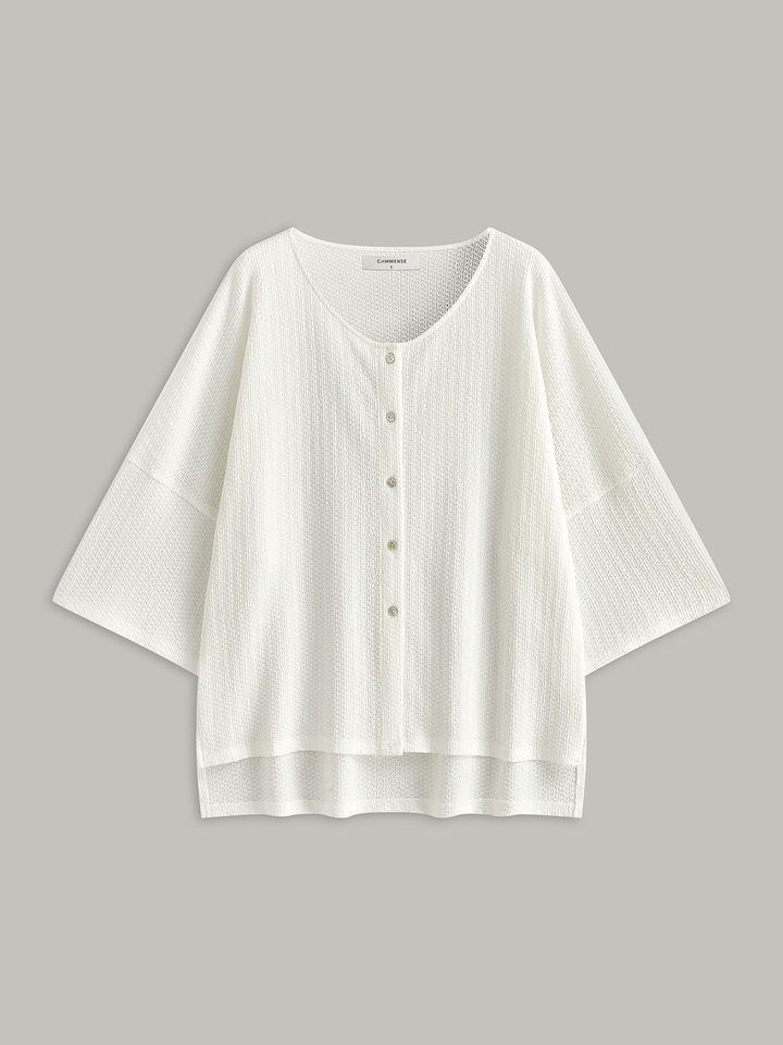 Button-Front Loose-Fit Shorts Set