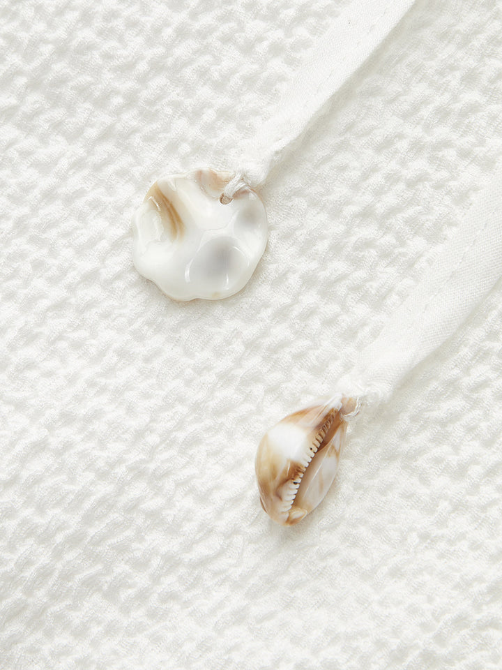 Button-Front Loose-Fit Shorts Set