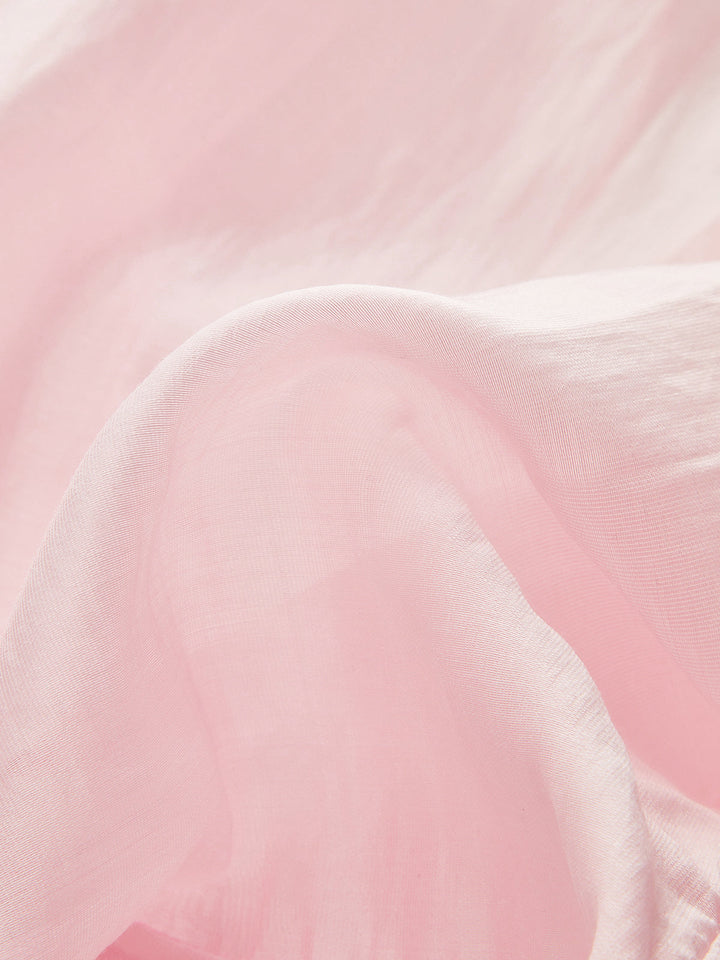 Semi-Sheer Ruffled V-Neck Bell-Sleeve Top