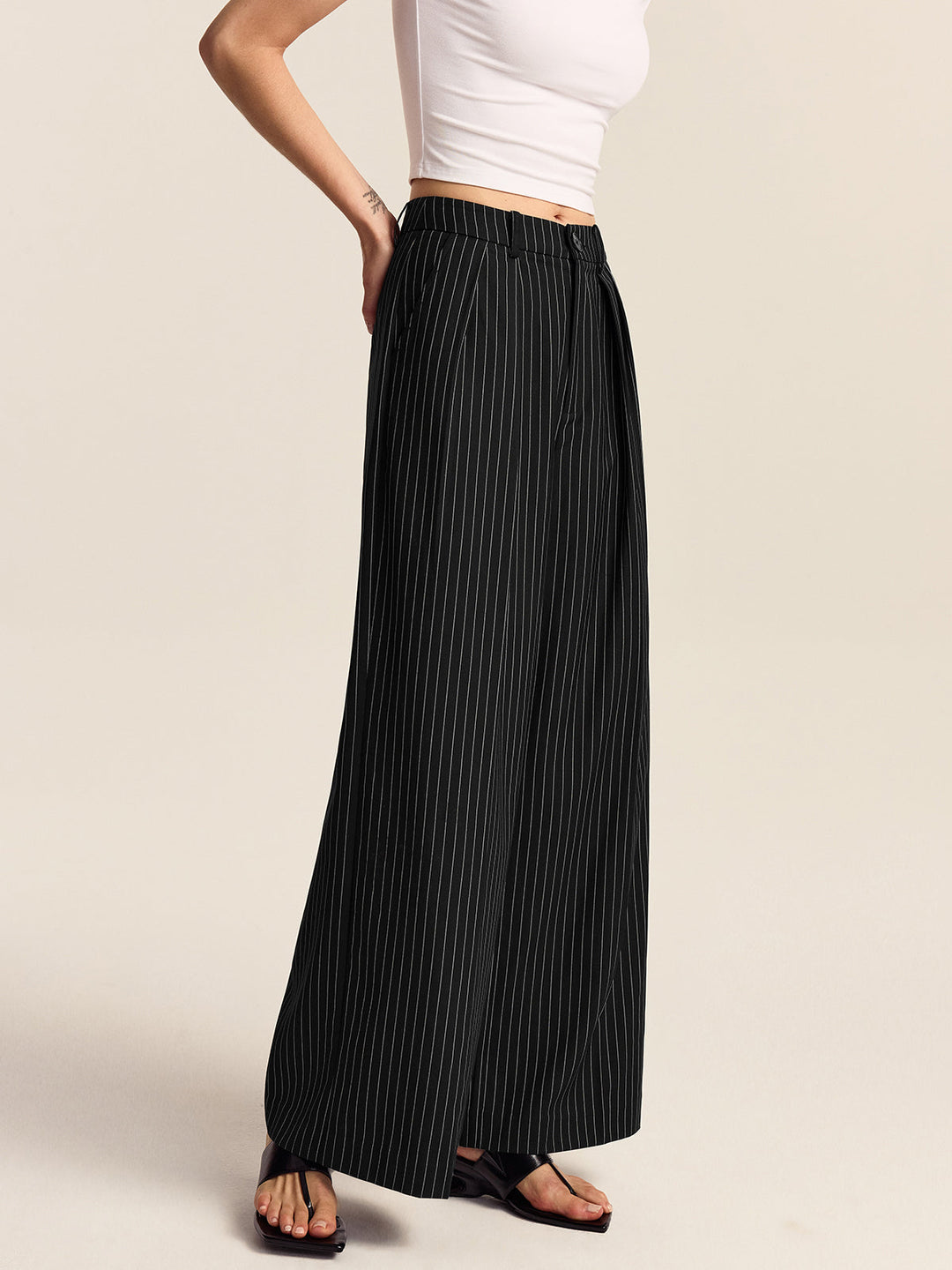Striped Wide-Leg Pants