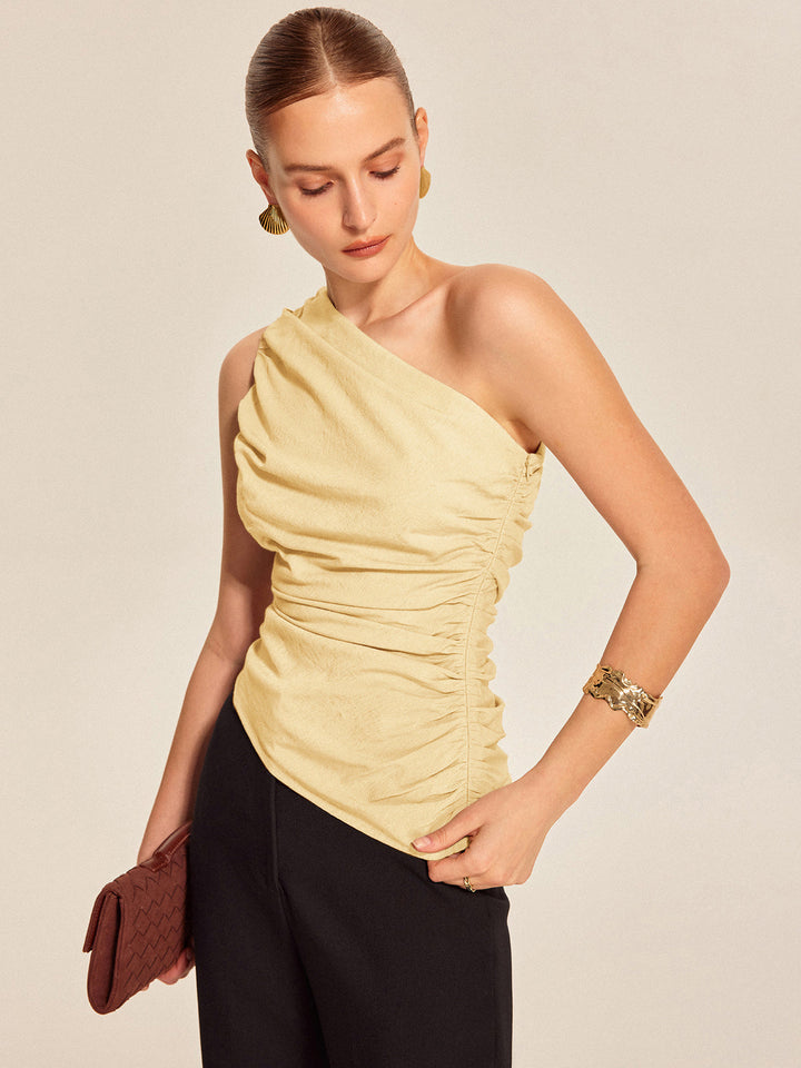 Ruched Side One-Shoulder Top