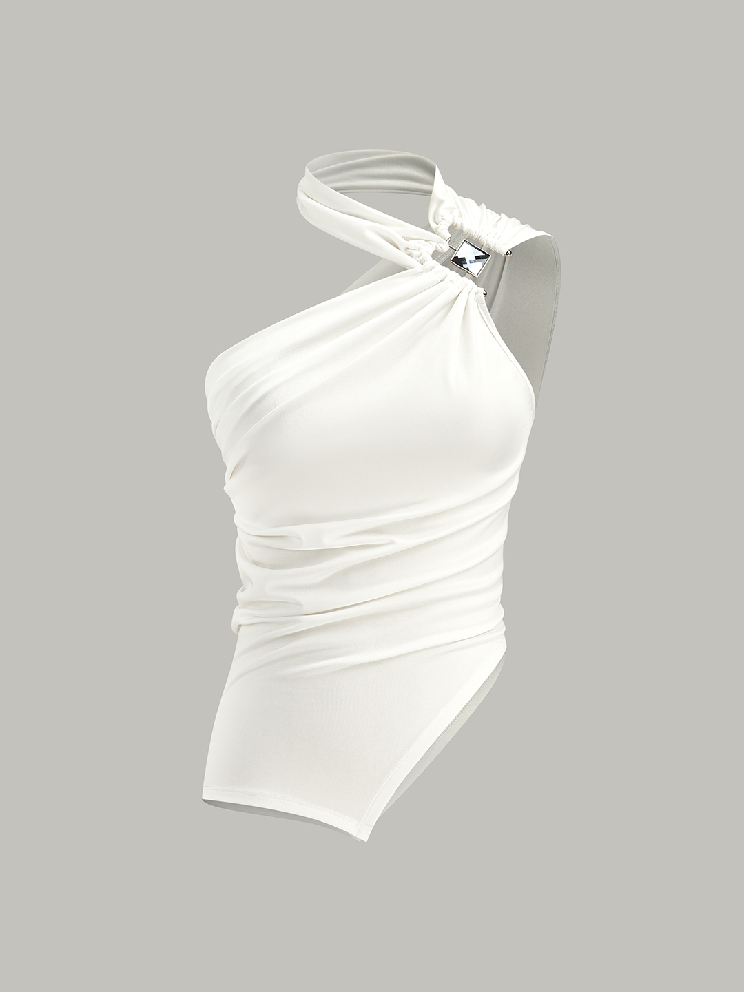 Asymmetrical Halter Neck Ruched Top