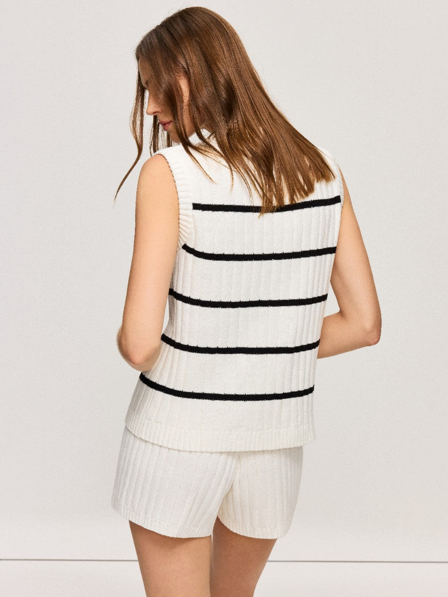 Striped Knit Vest and Shorts Co-ord Set