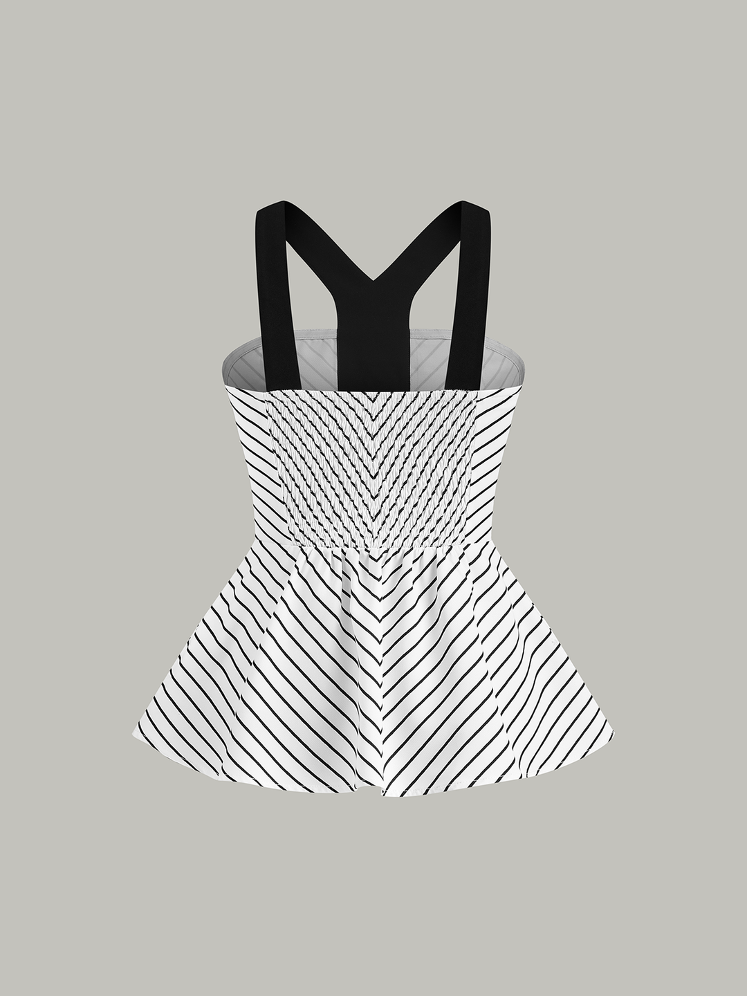 Striped Peplum Top with Contrast Straps