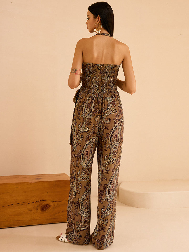 Paisley Print Halter Top and Pants Set