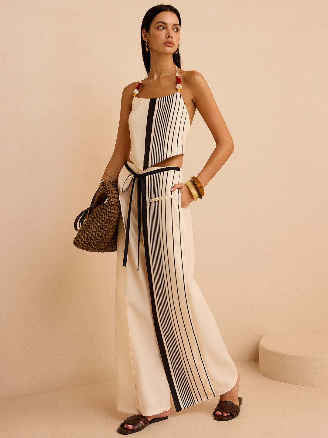 Striped Low-Waist Pants