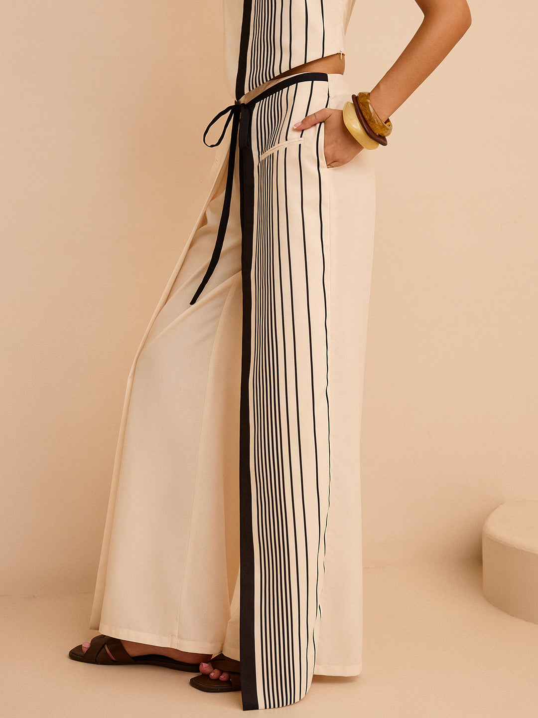 Striped Low-Waist Pants