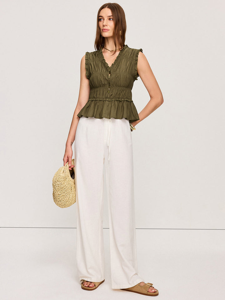 Ruffled V-Neck Peplum Top