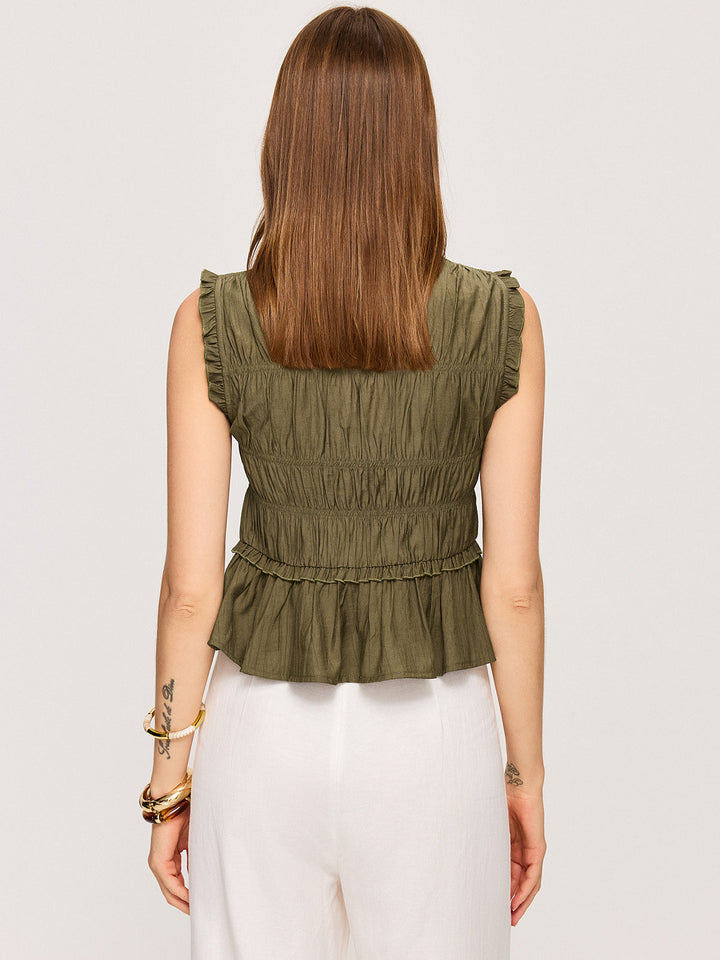 Ruffled V-Neck Peplum Top