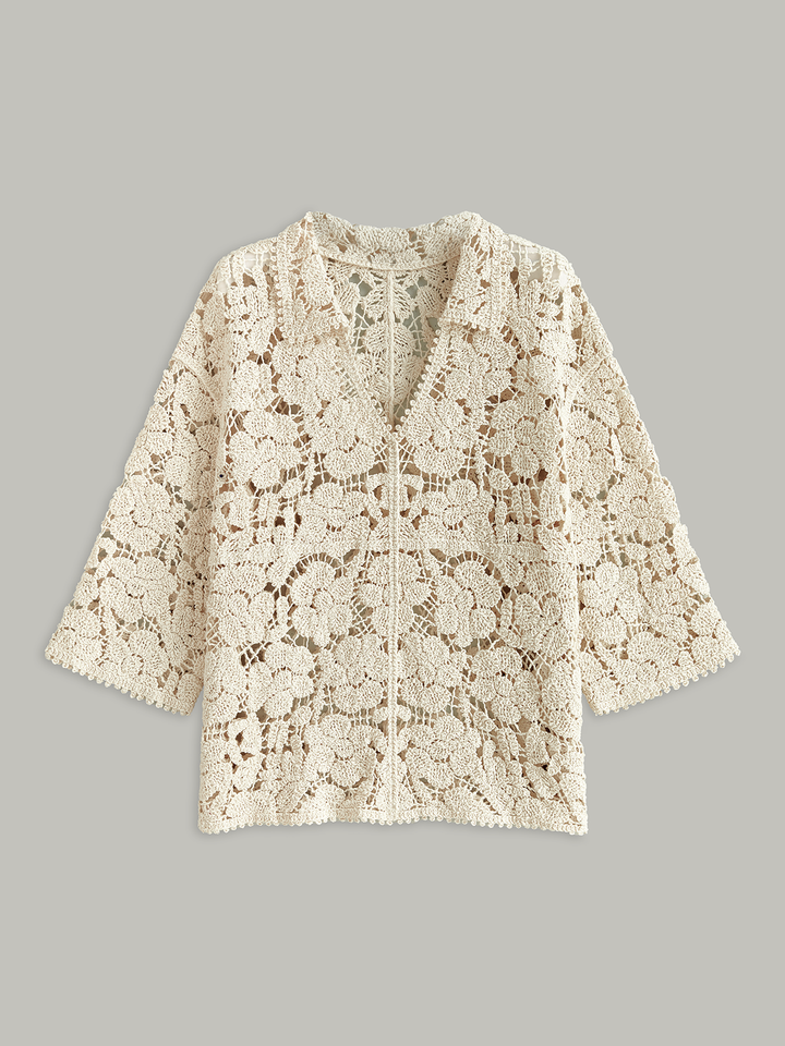 Semi-Sheer Floral Lace Top