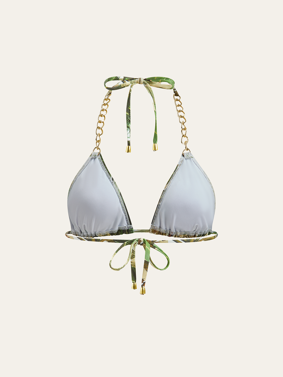 Print Chain Straps Triangle Bikini Top