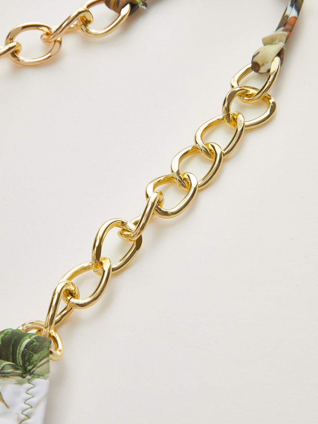 Print Chain Straps Triangle Bikini Top