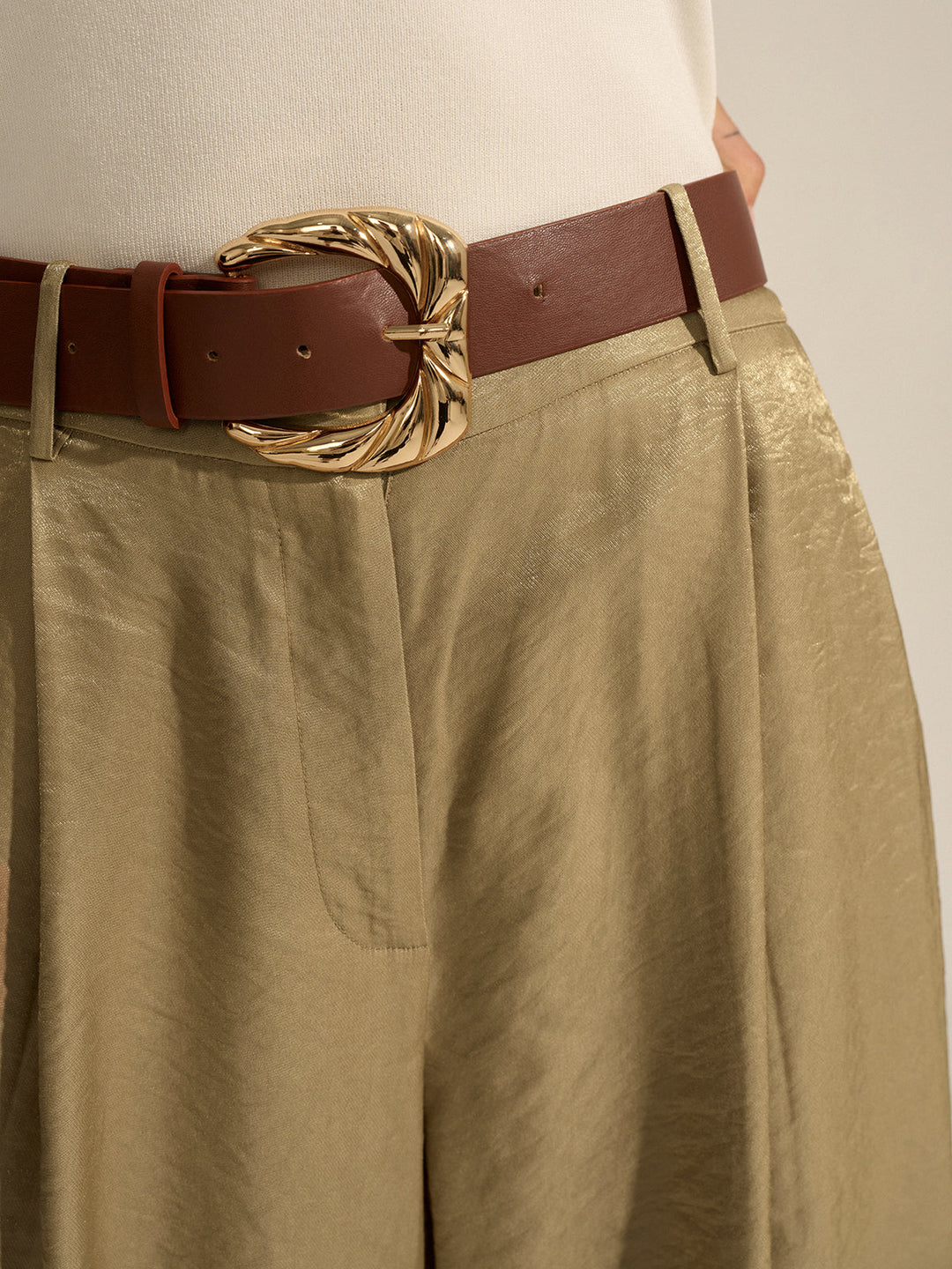 Belted Wide-Leg Pants