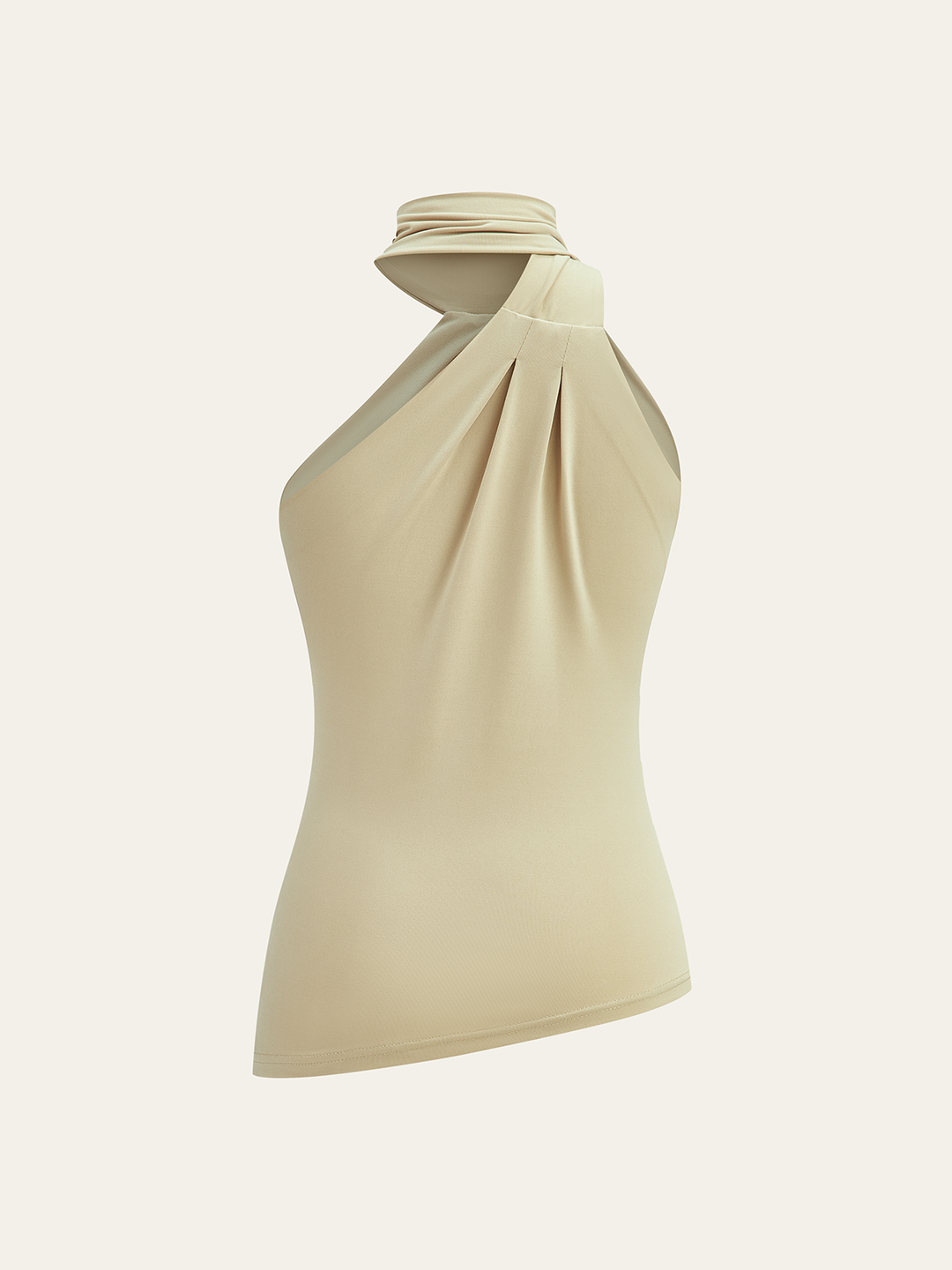 Asymmetrical Halter Neck Ruched Top